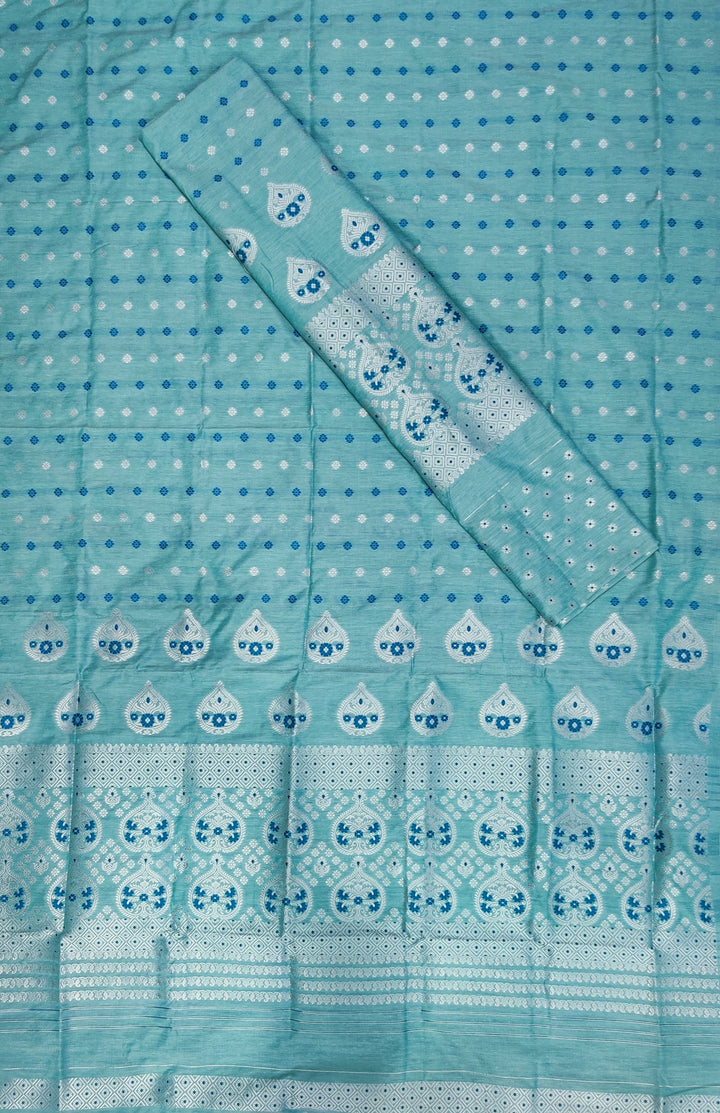 Silver Jari Super Cotton* Mekhela Sador