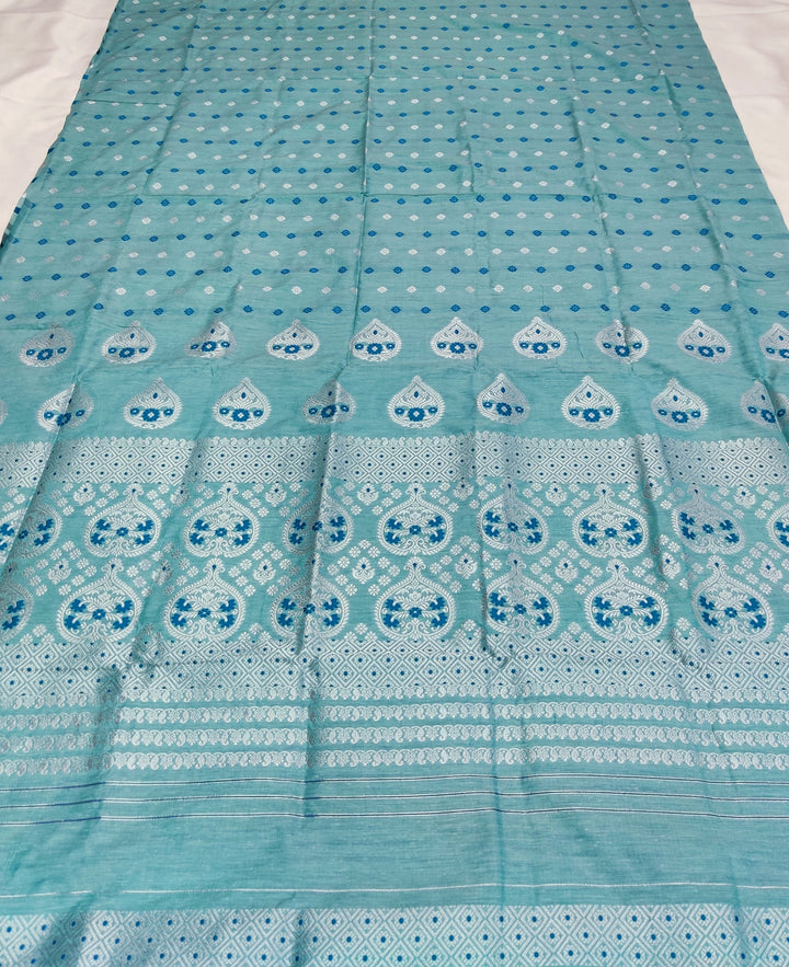 Silver Jari Super Cotton* Mekhela Sador