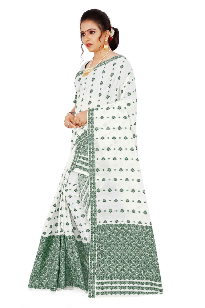 Weaving Dhaga Work AC Cotton* Mekhela Sador - Flower Buti