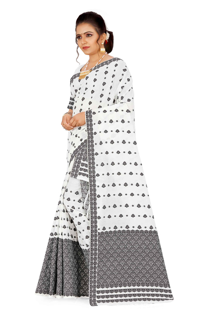 Weaving Dhaga Work AC Cotton* Mekhela Sador - Flower Buti