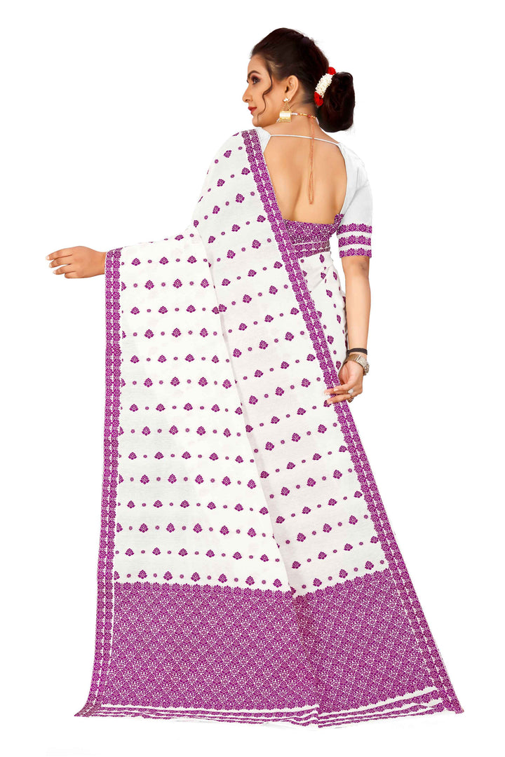 Weaving Dhaga Work AC Cotton* Mekhela Sador - Flower Buti