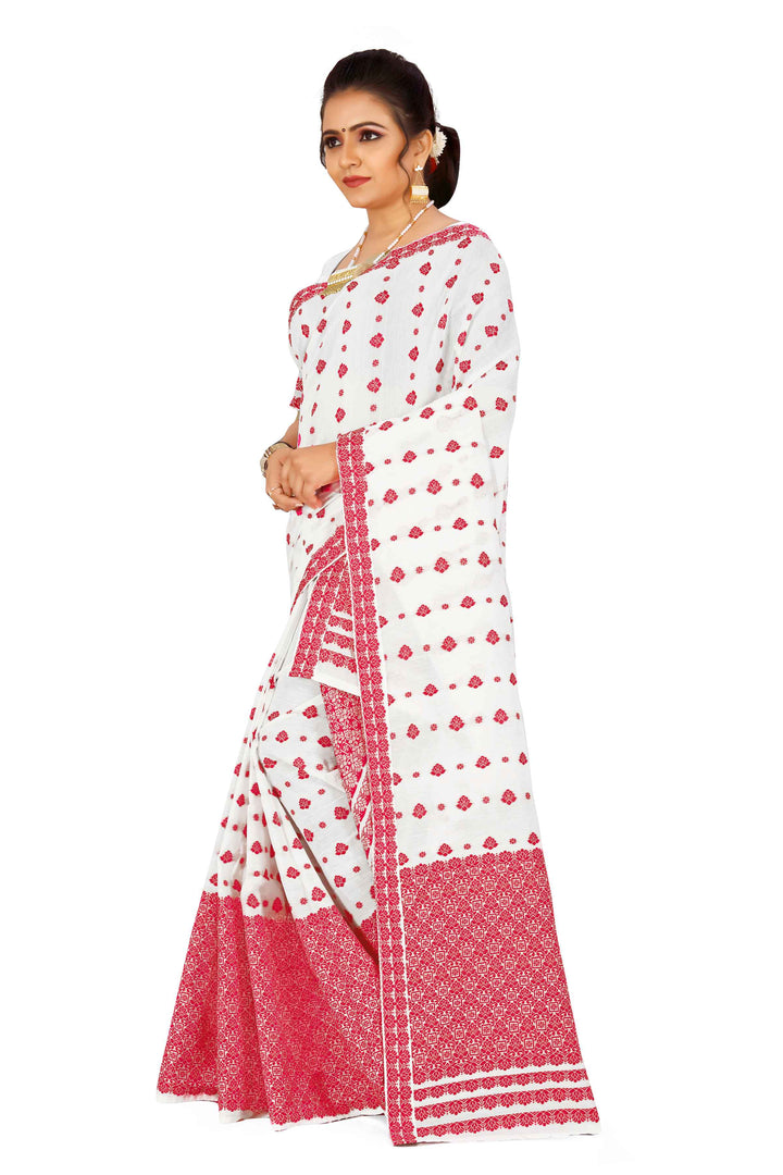 Weaving Dhaga Work AC Cotton* Mekhela Sador - Flower Buti