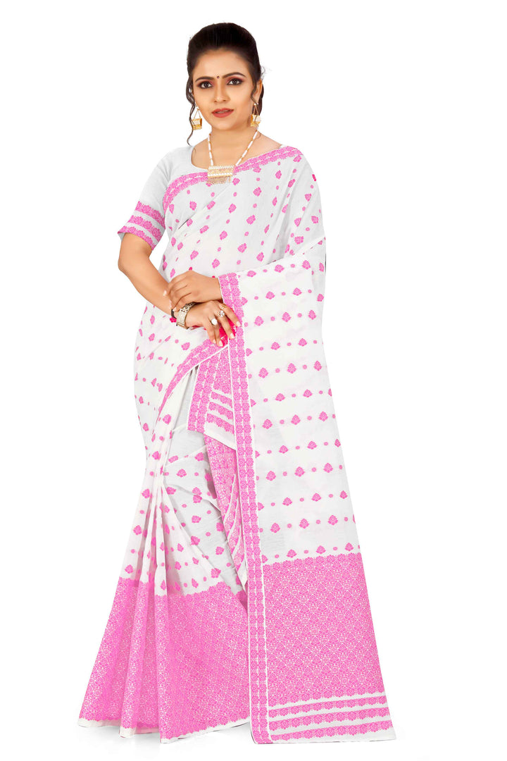 Weaving Dhaga Work AC Cotton* Mekhela Sador - Flower Buti