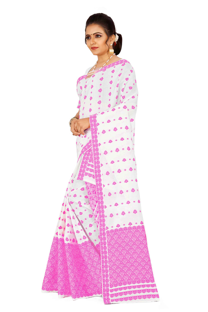 Weaving Dhaga Work AC Cotton* Mekhela Sador - Flower Buti