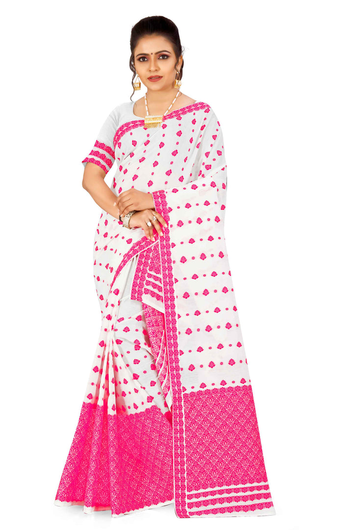 Weaving Dhaga Work AC Cotton* Mekhela Sador - Flower Buti