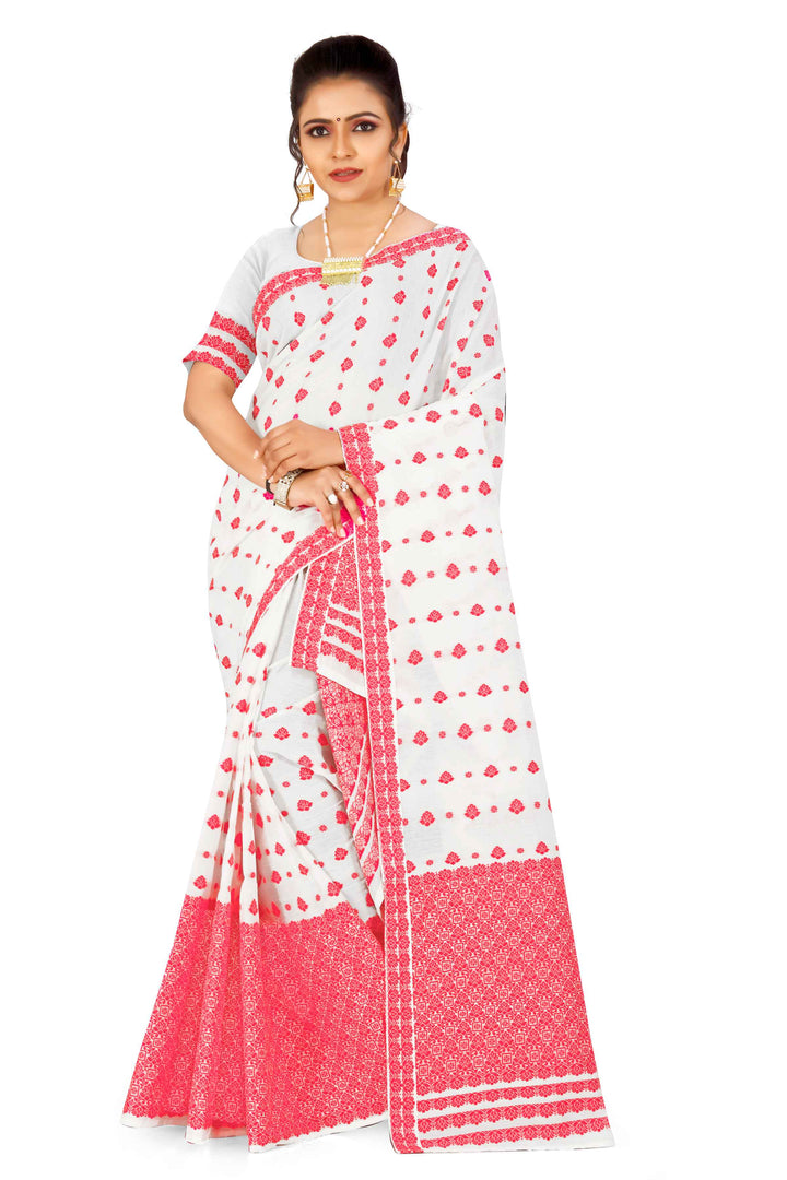 Weaving Dhaga Work AC Cotton* Mekhela Sador - Flower Buti