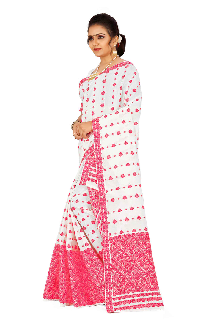 Weaving Dhaga Work AC Cotton* Mekhela Sador - Flower Buti