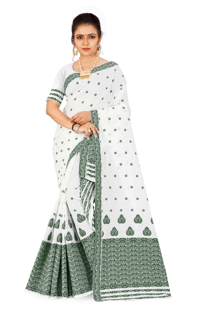 Weaving Dhaga Work AC Cotton* Mekhela Sador - King Khap & Small Buti