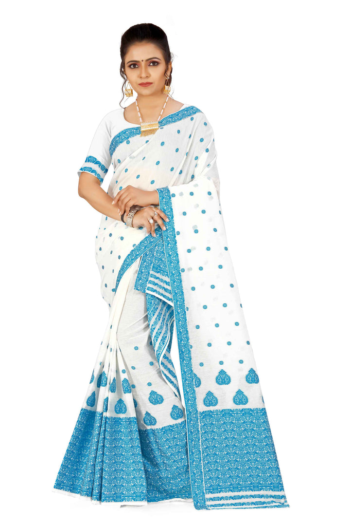 Weaving Dhaga Work AC Cotton* Mekhela Sador - King Khap & Small Buti