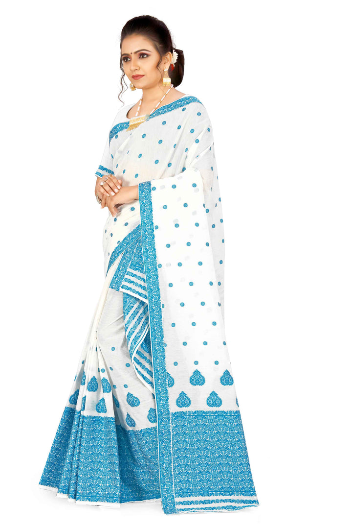 Weaving Dhaga Work AC Cotton* Mekhela Sador - King Khap & Small Buti