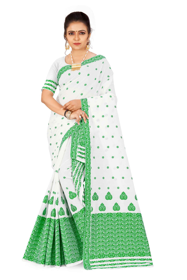 Weaving Dhaga Work AC Cotton* Mekhela Sador - King Khap & Small Buti