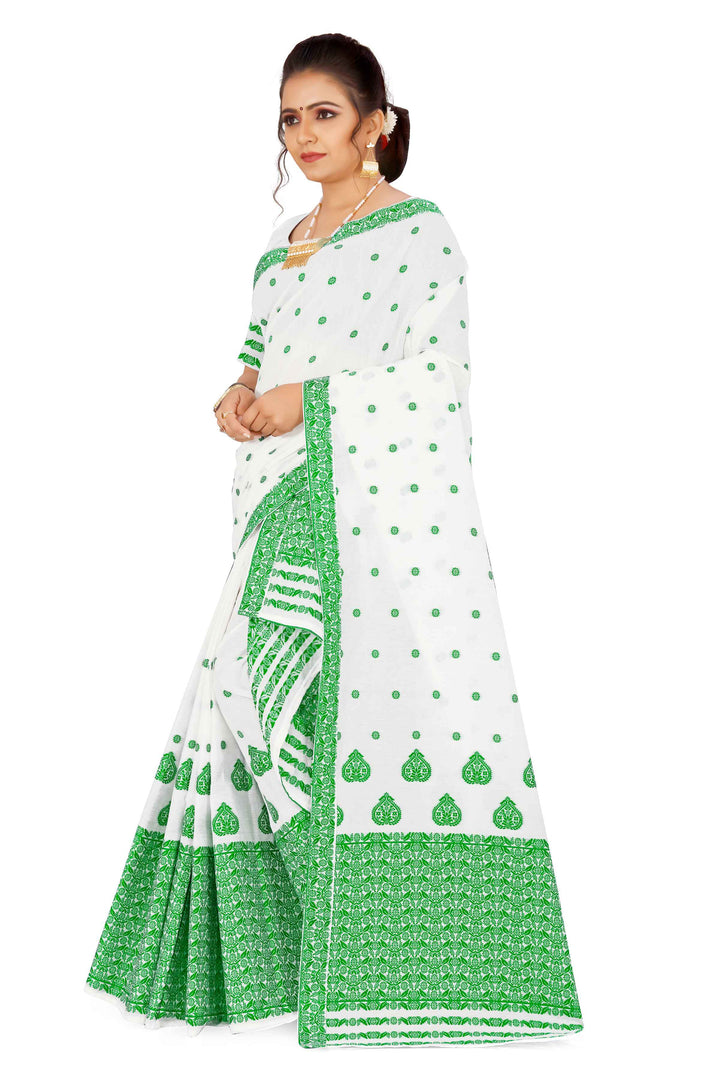 Weaving Dhaga Work AC Cotton* Mekhela Sador - King Khap & Small Buti