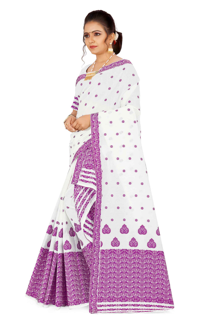 Weaving Dhaga Work AC Cotton* Mekhela Sador - King Khap & Small Buti