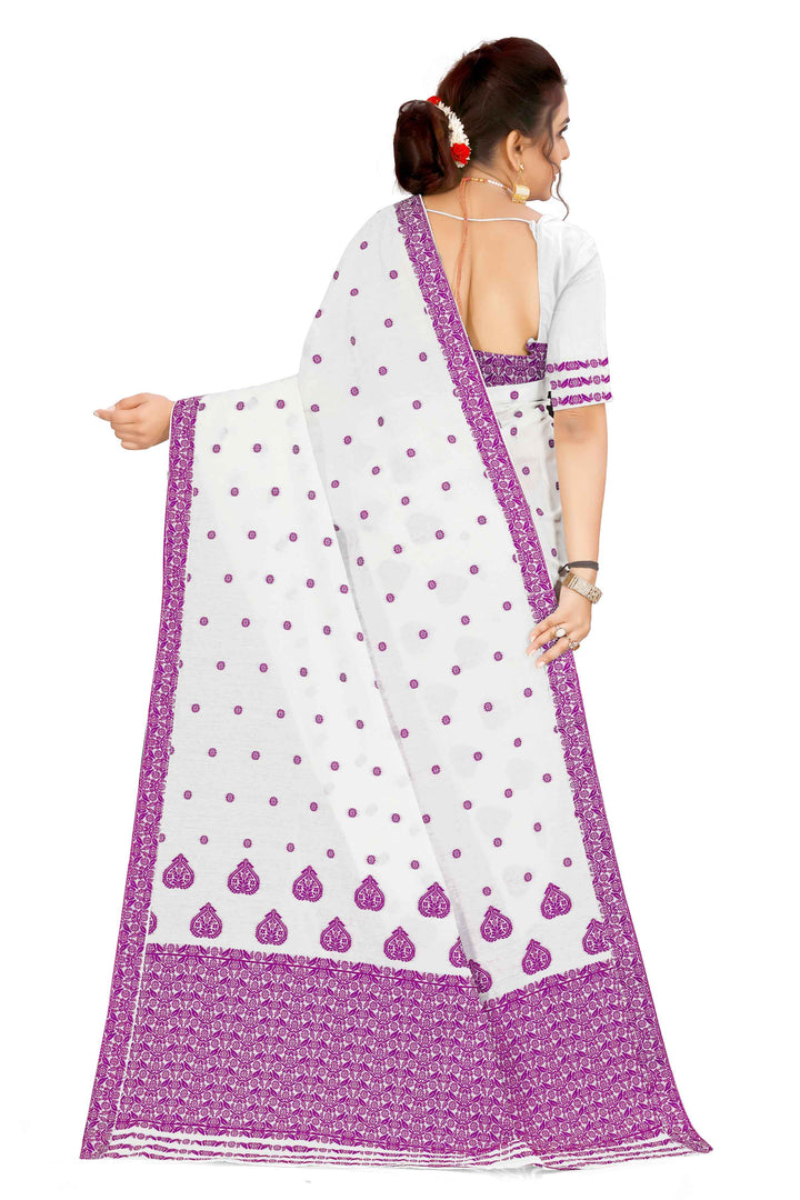Weaving Dhaga Work AC Cotton* Mekhela Sador - King Khap & Small Buti