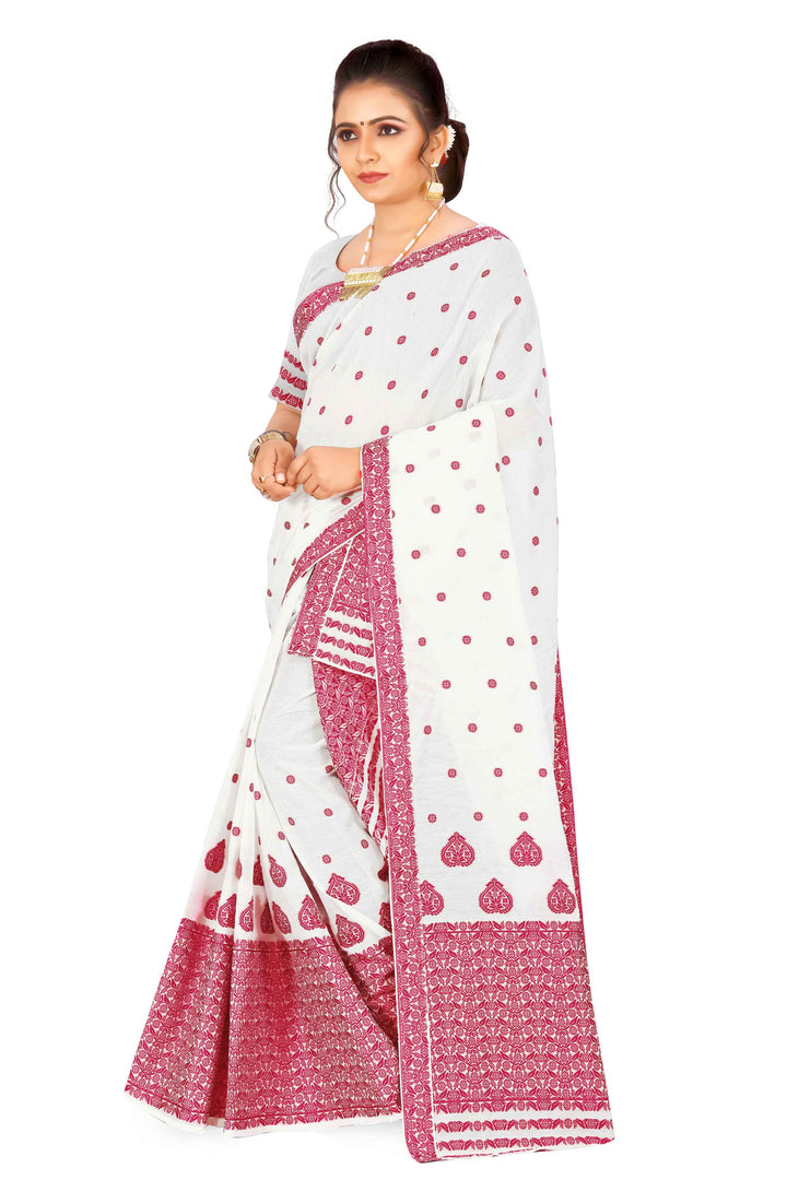 Weaving Dhaga Work AC Cotton* Mekhela Sador - King Khap & Small Buti
