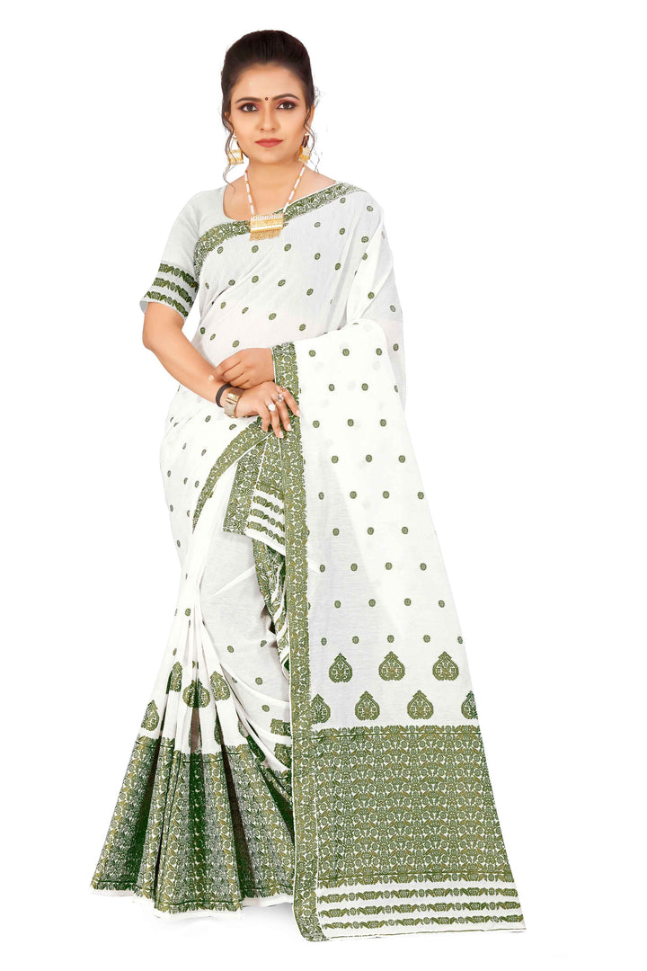 Weaving Dhaga Work AC Cotton* Mekhela Sador - King Khap & Small Buti