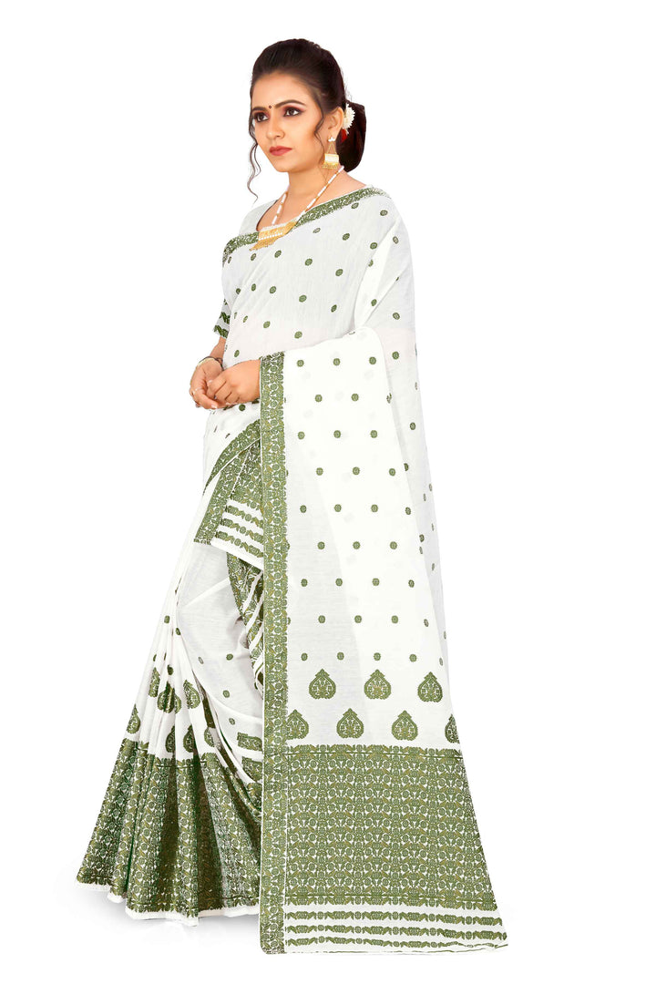 Weaving Dhaga Work AC Cotton* Mekhela Sador - King Khap & Small Buti