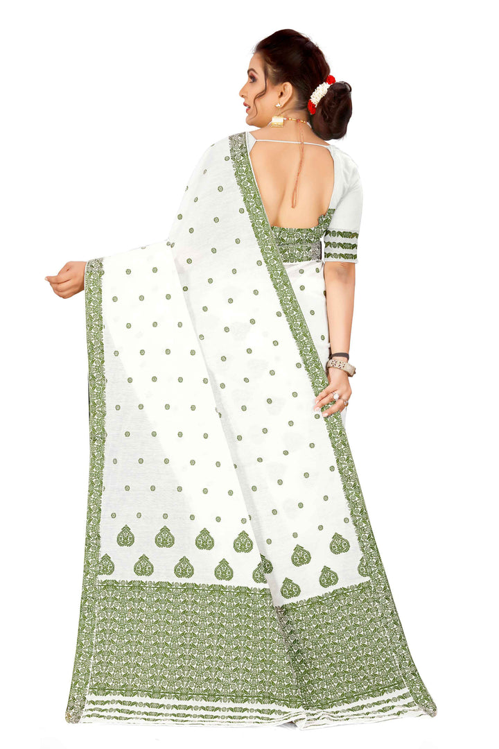 Weaving Dhaga Work AC Cotton* Mekhela Sador - King Khap & Small Buti