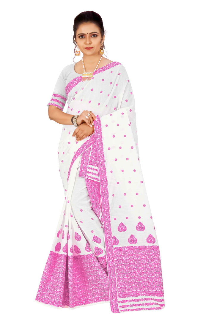 Weaving Dhaga Work AC Cotton* Mekhela Sador - King Khap & Small Buti