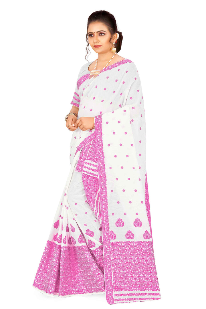 Weaving Dhaga Work AC Cotton* Mekhela Sador - King Khap & Small Buti