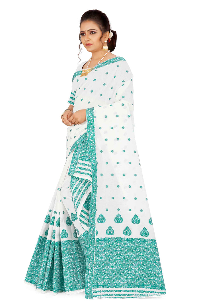 Weaving Dhaga Work AC Cotton* Mekhela Sador - King Khap & Small Buti