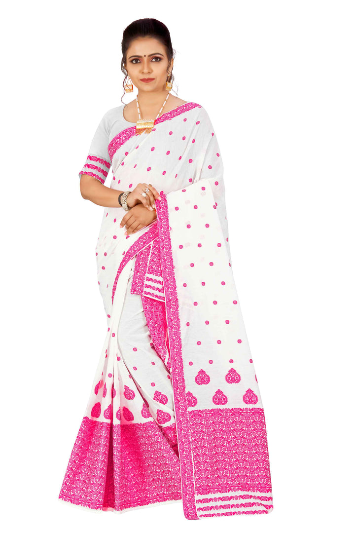 Weaving Dhaga Work AC Cotton* Mekhela Sador - King Khap & Small Buti