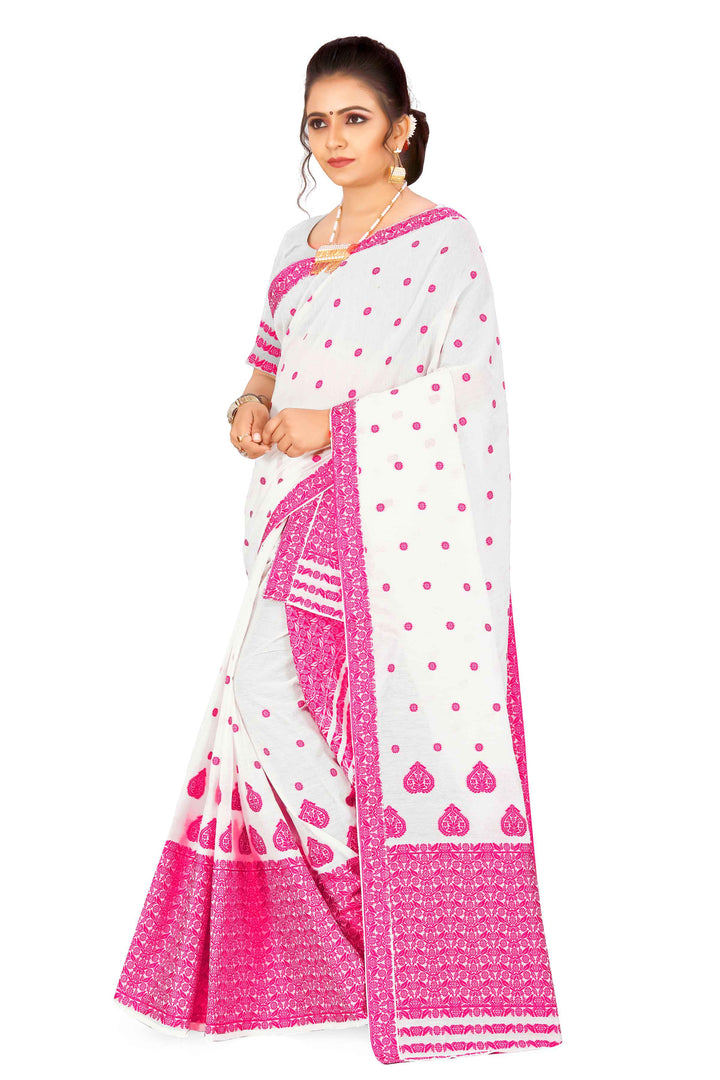 Weaving Dhaga Work AC Cotton* Mekhela Sador - King Khap & Small Buti
