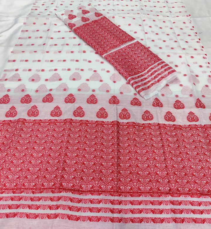 Weaving Dhaga Work AC Cotton* Mekhela Sador - King Khap & Small Buti