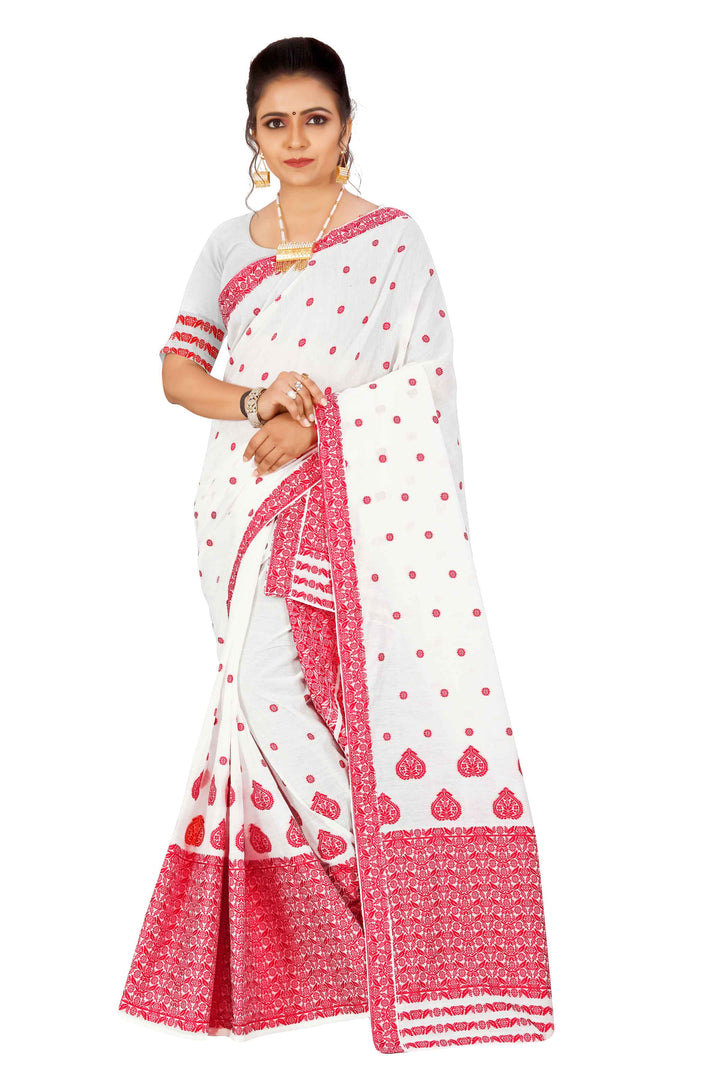 Weaving Dhaga Work AC Cotton* Mekhela Sador - King Khap & Small Buti