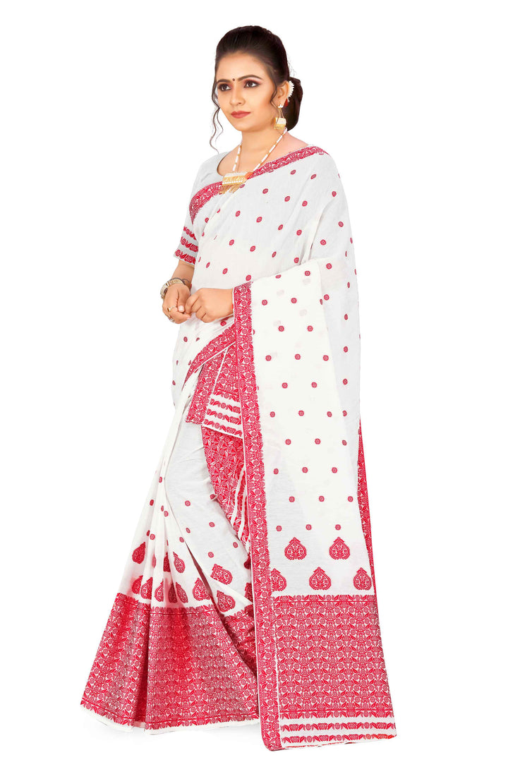Weaving Dhaga Work AC Cotton* Mekhela Sador - King Khap & Small Buti