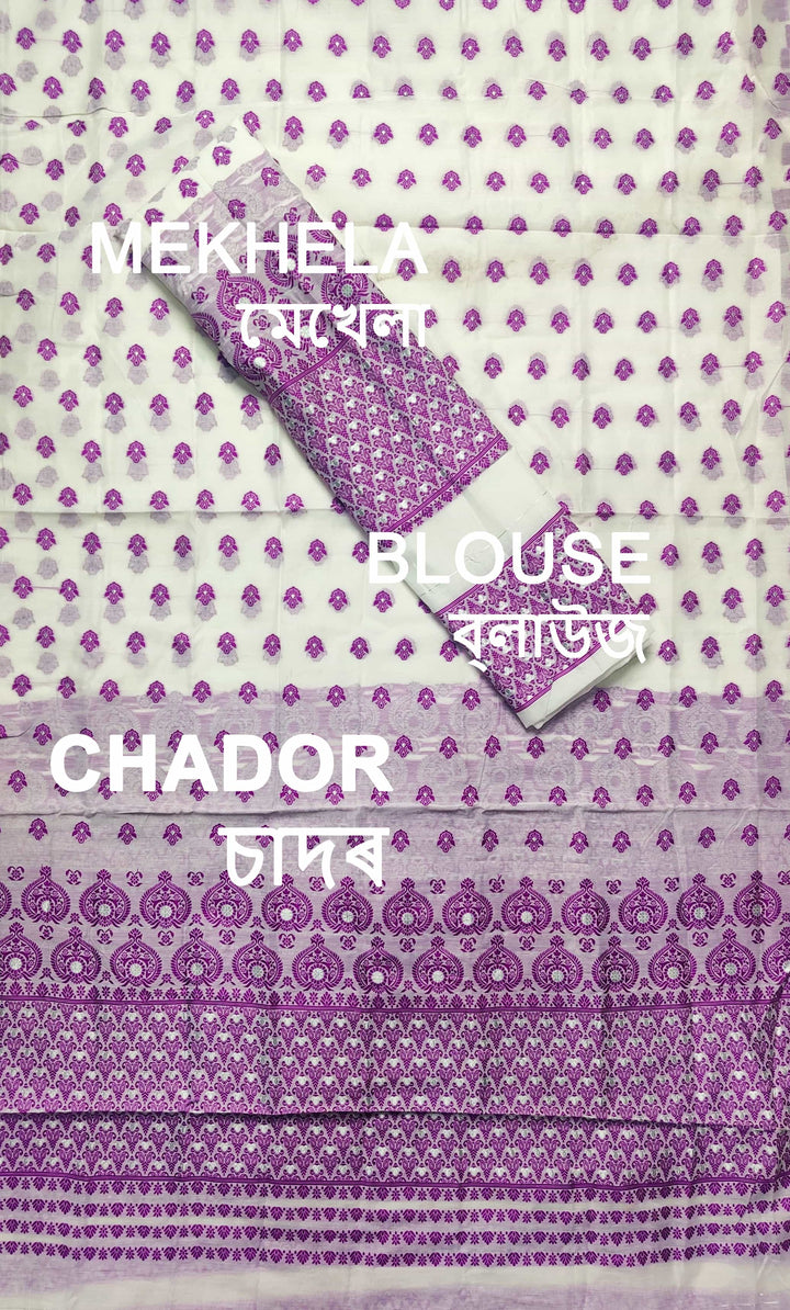 Weaving Dhaga Work AC Cotton* Mekhela Sador - Small Keri Aachal