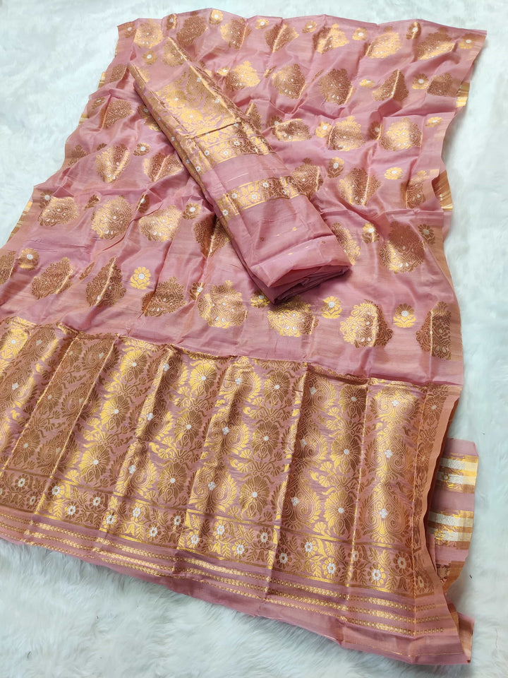 Copper Jari AC Cotton* Mekhela Chador
