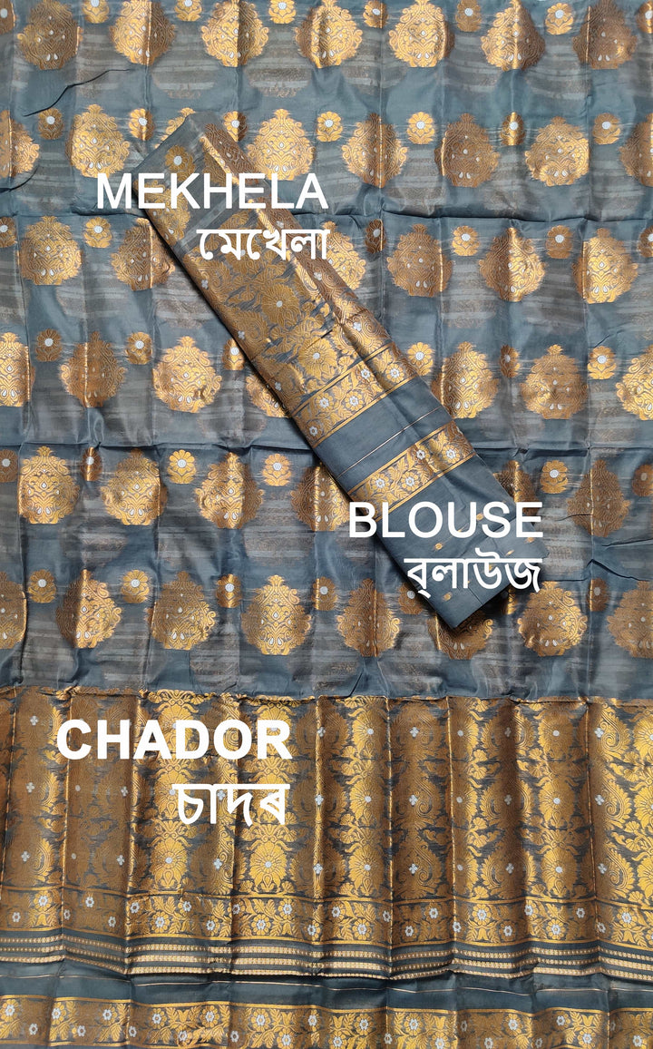 Copper Jari AC Cotton* Mekhela Chador