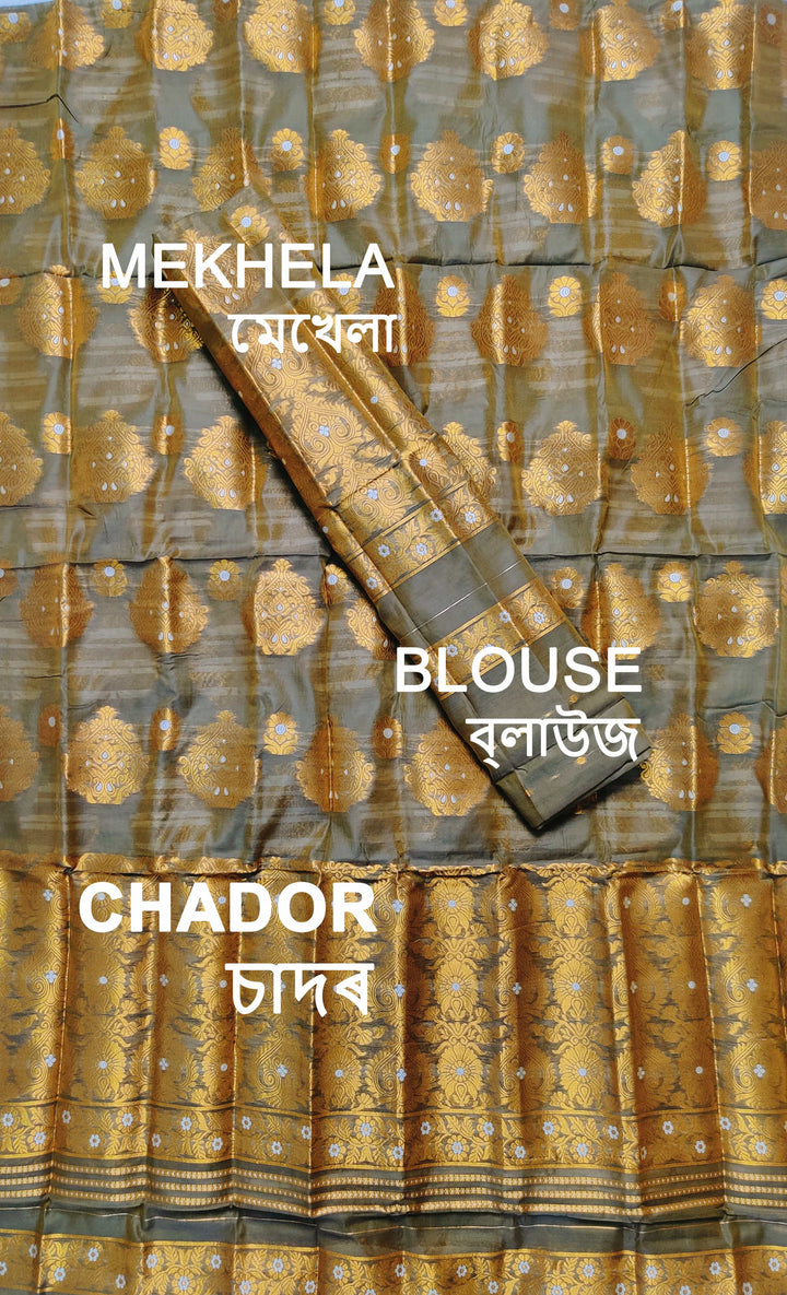 Copper Jari AC Cotton* Mekhela Chador