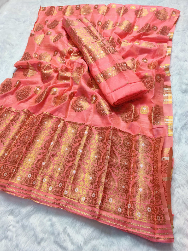 Copper Jari AC Cotton* Mekhela Chador