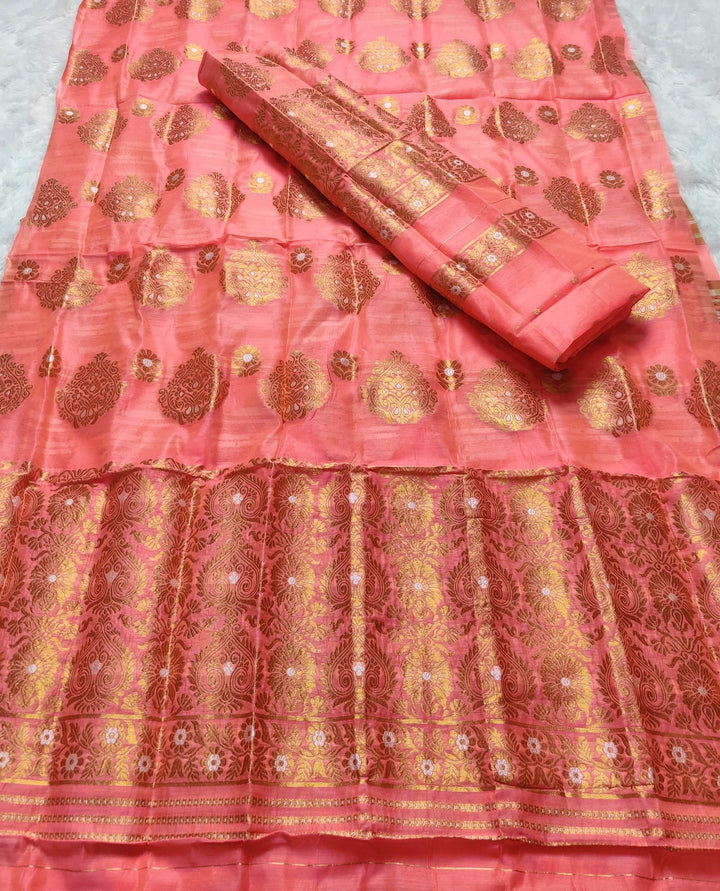 Copper Jari AC Cotton* Mekhela Chador