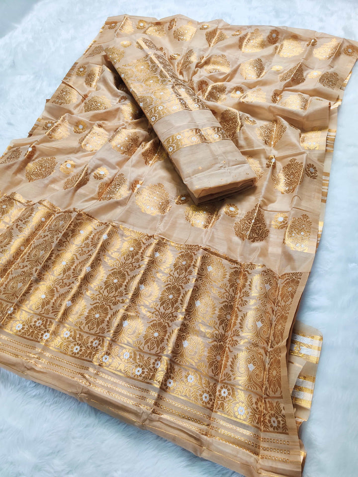 Copper Jari AC Cotton* Mekhela Chador