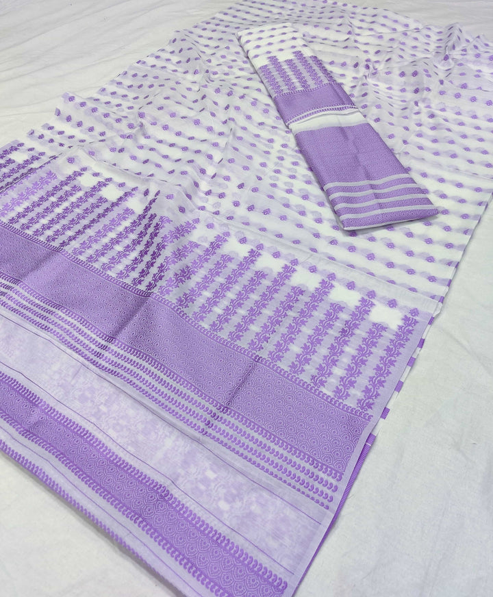 সূতাৰ- কাম (Dhaga-Work) এ চি কটন মেখলা চাদৰ 