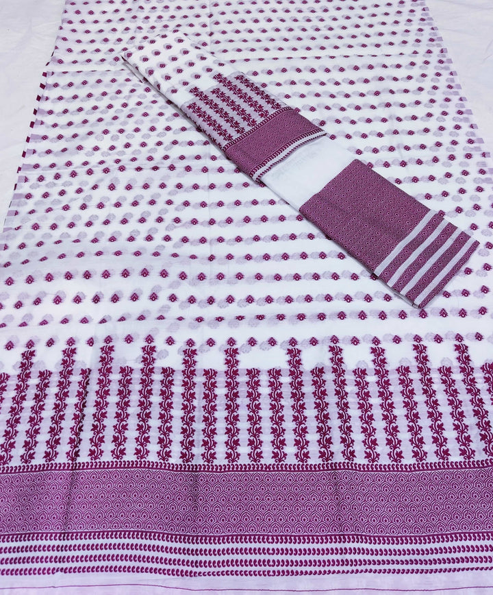 সূতাৰ- কাম (Dhaga-Work) এ চি কটন মেখলা চাদৰ 
