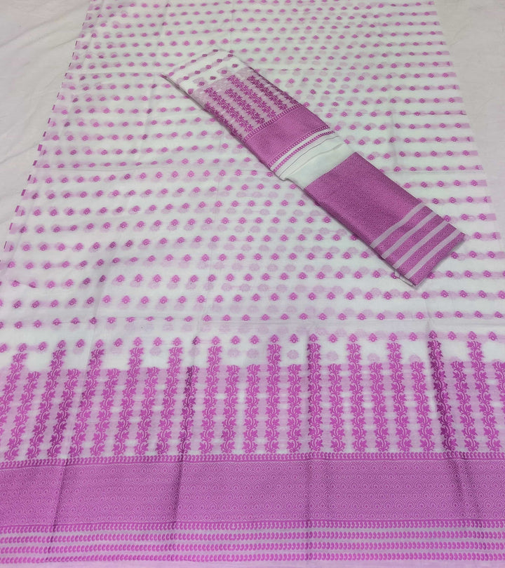 সূতাৰ- কাম (Dhaga-Work) এ চি কটন মেখলা চাদৰ 