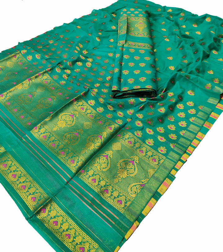সোণ (Gold) গুনা এ চি কটন মেখলা চাদৰ 