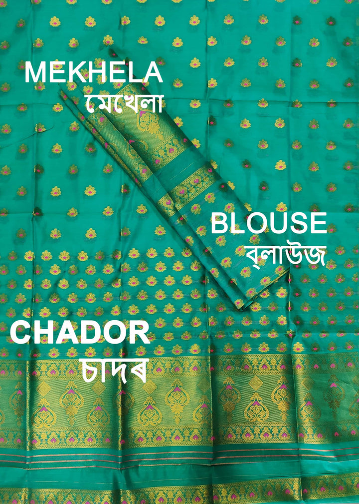 সোণ (Gold) গুনা এ চি কটন মেখলা চাদৰ 