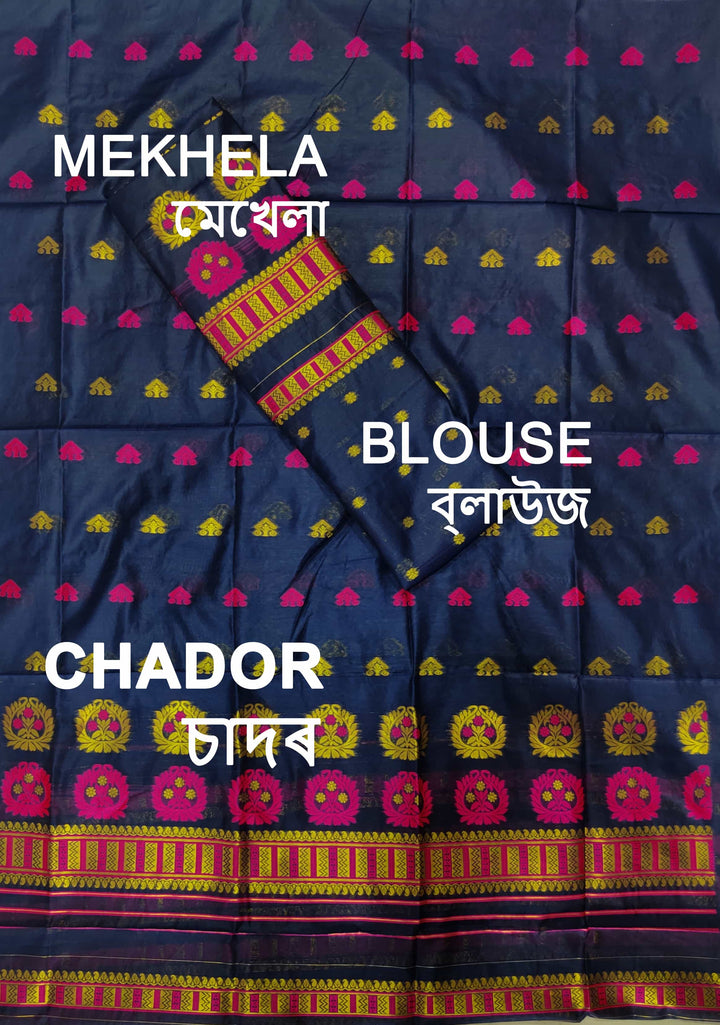 Jari-Dhaga AC Cotton* Mekhela Sador - King Khap With Miri Buti