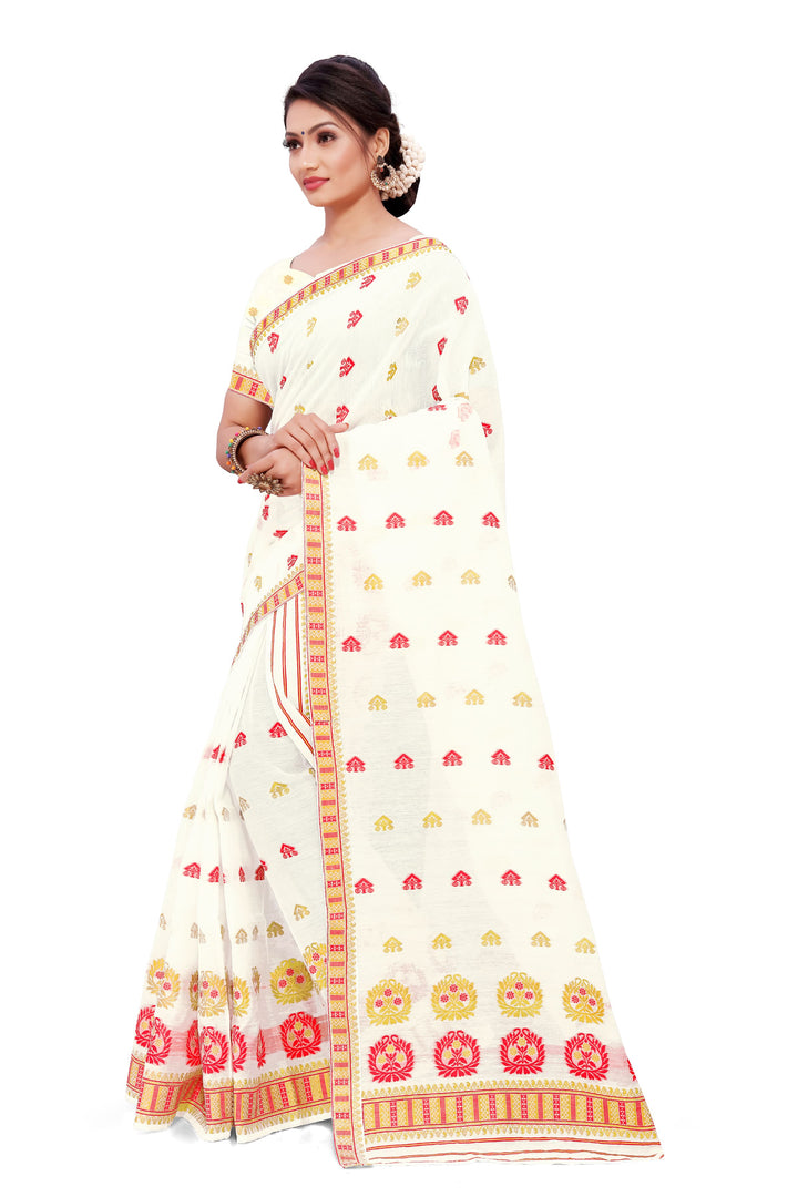 Jari-Dhaga AC Cotton* Mekhela Sador - King Khap With Miri Buti