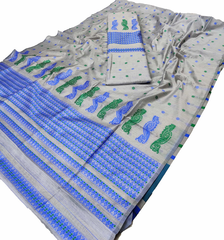 সূতাৰ- কাম (Dhaga-Work) এ চি কটন মেখলা চাদৰ