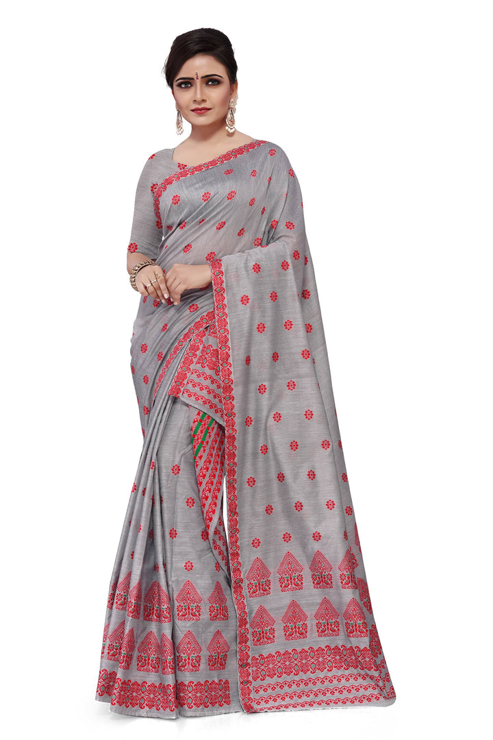 Weaving Dhaga Work AC Cotton* Mekhela Sador - Moor & Miri
