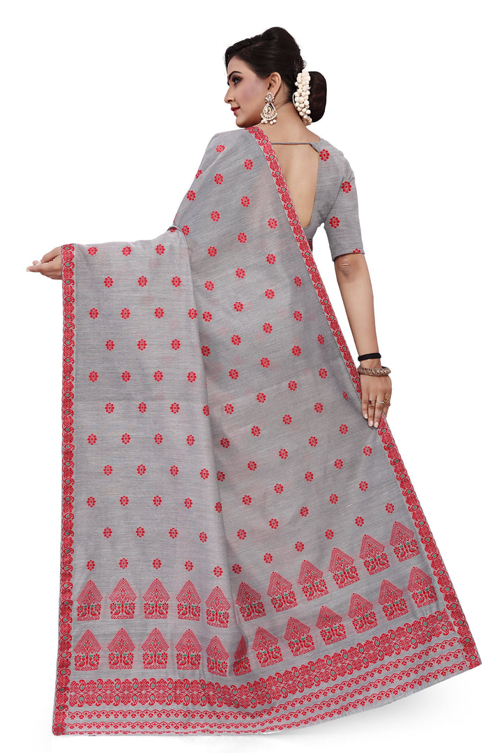 Weaving Dhaga Work AC Cotton* Mekhela Sador - Moor & Miri
