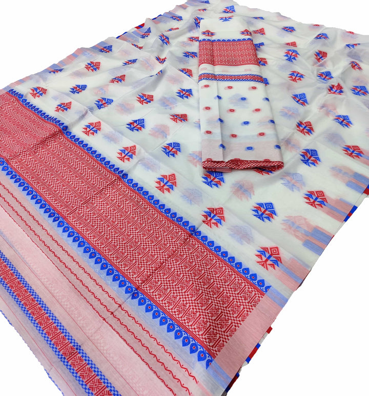 সূতাৰ- কাম (Dhaga-Work) এ চি কটন মেখলা চাদৰ