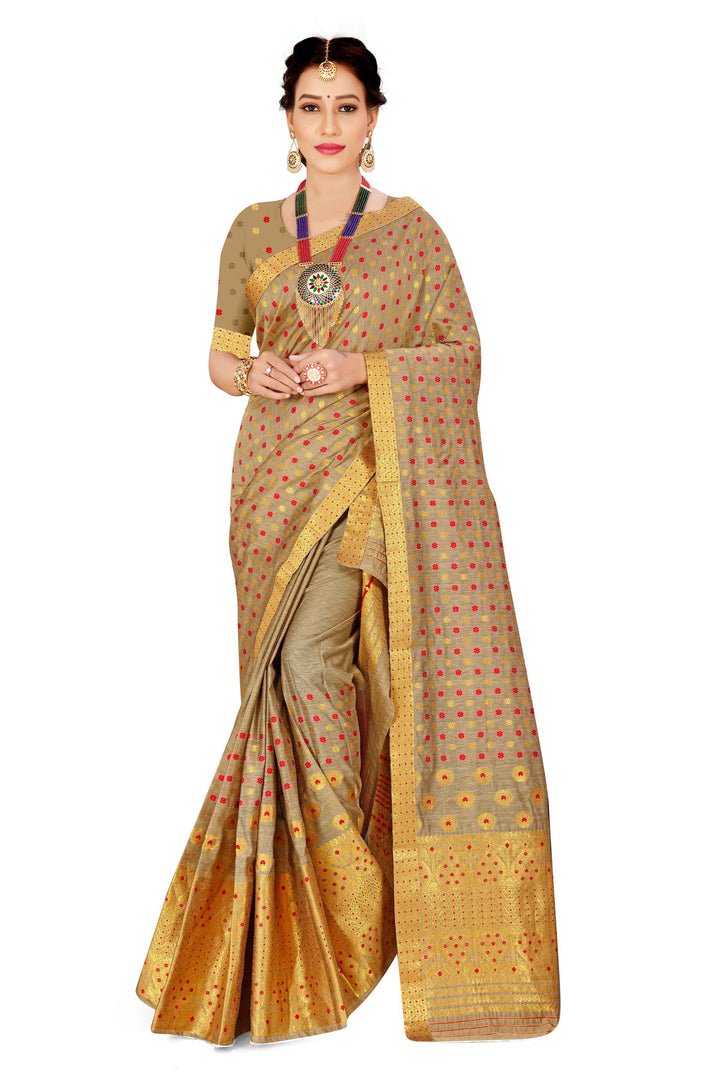 Gold Jari AC Cotton* Mekhela Chador