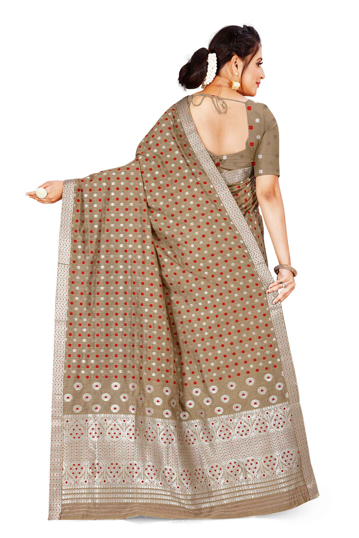 Silver Jari AC Cotton* Mekhela Chador